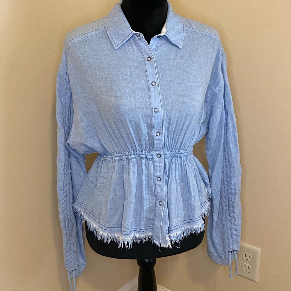 Free People Light Blue Blouse